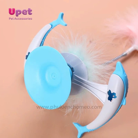 Đồ chơi mèo cối xay gió hình cá heo kèm cỏ bạc hà CC
