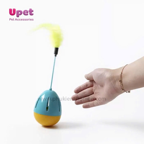 Đồ chơi lật đật trứng lông vũ cho mèo kèm chuông CC