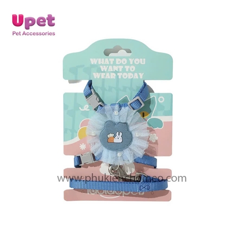 KN Dây dắt thú cưng họa tiết yếm ren có móc khóa - 1.5cm - 155506