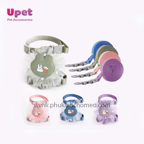 KN Dây dắt thú cưng họa tiết yếm ren có móc khóa - 1.5cm - 155506