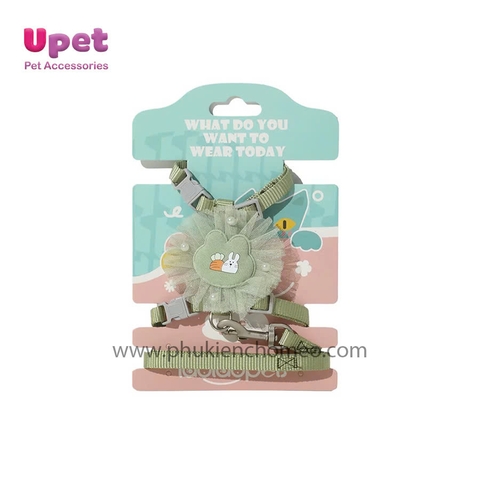 KN Dây dắt thú cưng họa tiết yếm ren có móc khóa - 1.5cm - 155506