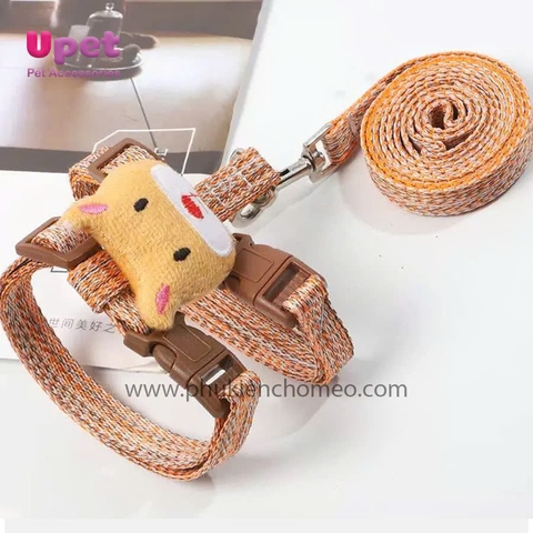 KN Dây dắt yếm 2 vòng tròn có gấu bông trên lưng 1.0CM - 1710117