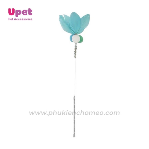 Cần câu mèo lông chim , bông ,ngọc trai kèm chuông 40cm
