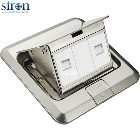 Ổ cắm âm sàn thép không gỉ gồm 2 ổ dữ liệu Cat6 Siron STD01-PL5228