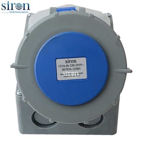 Ổ cắm lắp nổi màu xanh IP67 2P+E 6h 63A 220~250V Siron S67S36-63B3