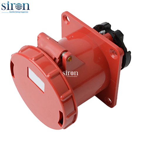 Ổ công nghiệp âm màu đỏ IP67 3P+E 6h 63A 380~415V Siron S67R46-63R1