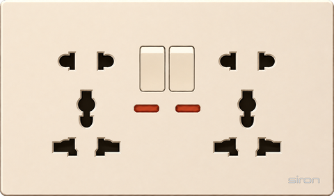 Bộ 2 ổ cắm đa năng + 2 chấu có công tắc đơn Màu sâm panh SIRON 270290-46