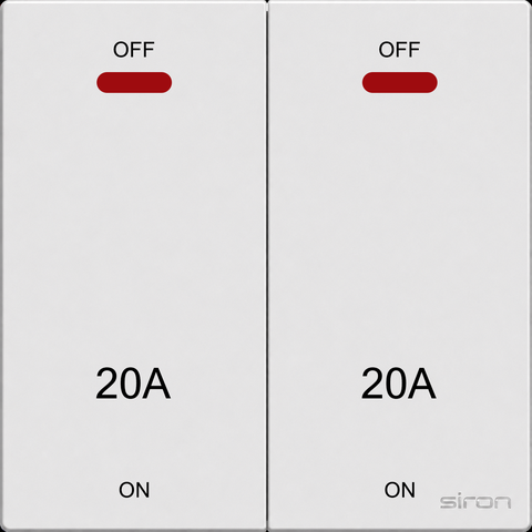 Bộ công tắc đôi 20a, 2 cực, 1 chiều Màu trắng SIRON 272043