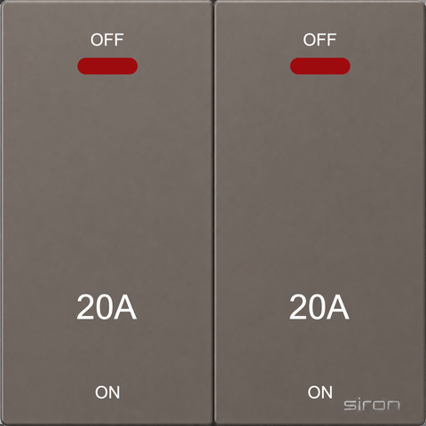 Bộ công tắc đôi 20a, 2 cực, 2 chiều Màu ghi SIRON 272044-60