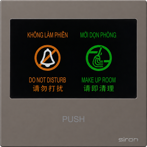 Bộ nút nhấn chuông có đèn "mời dọn phòng" và "không làm phiền" Màu ghi SIRON 27H612-60