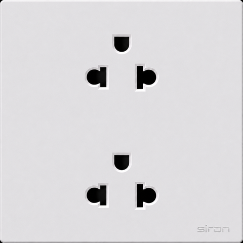 Bộ ổ cắm đôi 3 chấu âu-mỹ Màu trắng SIRON 270287