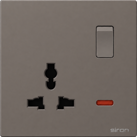 Bộ ổ cắm đơn đa năng có công tắc Màu ghi SIRON 271089-60