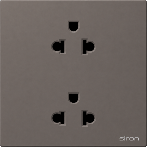 Bộ ổ cắm đôi 3 chấu âu-mỹ Màu ghi SIRON 270287-60