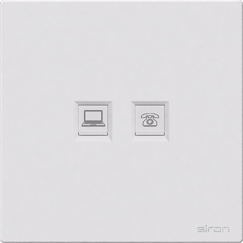 Bộ ổ cắm mạng + điện thoại Màu trắng SIRON 275229