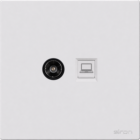 Bộ ổ cắm tv + mạng Màu trắng SIRON 275302