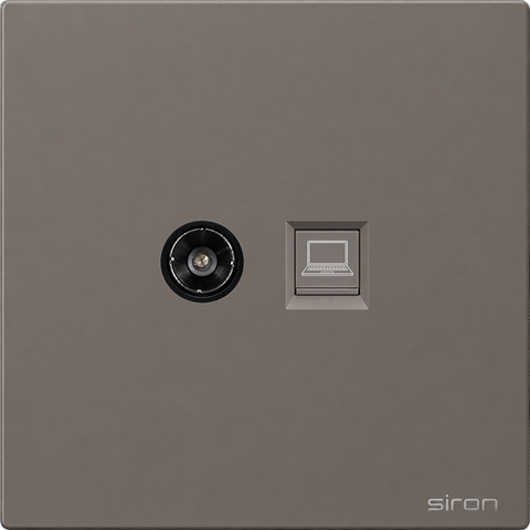 Bộ ổ cắm tv + mạng Màu ghi SIRON 275302-60