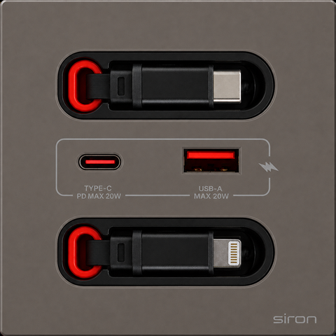 Bộ ổ cắm type a+c có dây type c + lightning Màu ghi SIRON 27H4525-60
