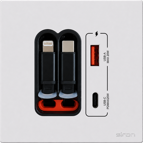 Bộ ổ cắm type a+c có dây type c + lightning Màu trắng SIRON 27H4524