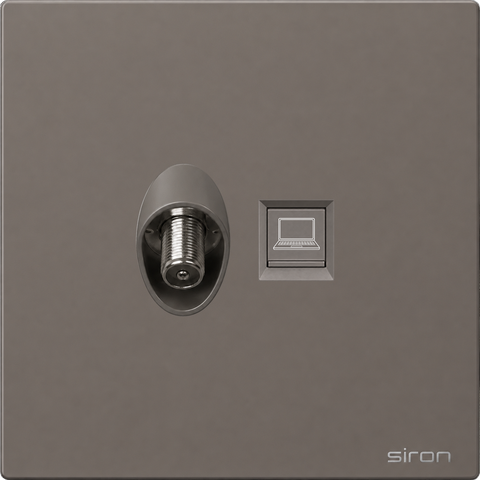 Bộ ổ cắm vệ tinh + mạng Màu ghi SIRON 275602-60