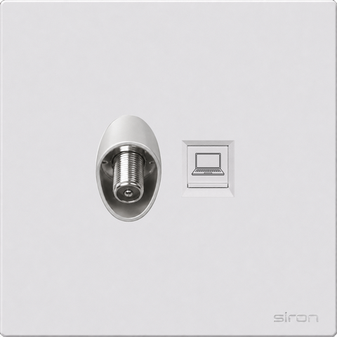 Bộ ổ cắm vệ tinh + mạng Màu trắng SIRON 275602