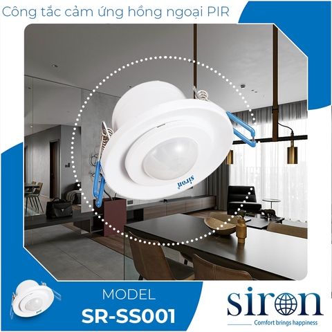 Công tắc cảm ứng chuyển động hồng ngoại âm trần tròn Siron Sr-SS001