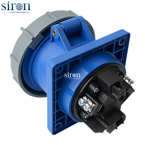 Ổ cắm lắp âm màu xanh IP67 2P+E 6h 63A 220~250V Siron S67R36-63B2