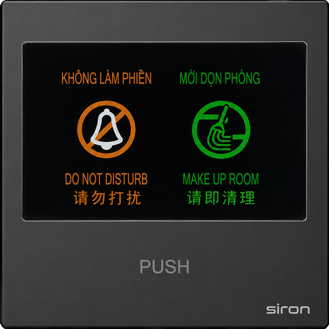 Bộ nút nhấn chuông có đèn "mời dọn phòng" và "không làm phiền" Màu đen SIRON 27H612-26