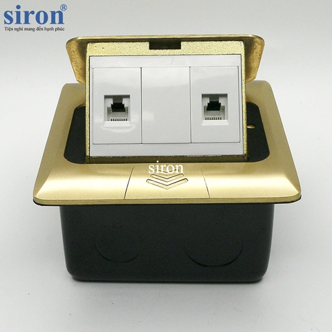 Ổ cắm âm sàn gồm 2 ổ cắm dữ liệu mạng Cat.5e màu đồng Siron SR-PG5228