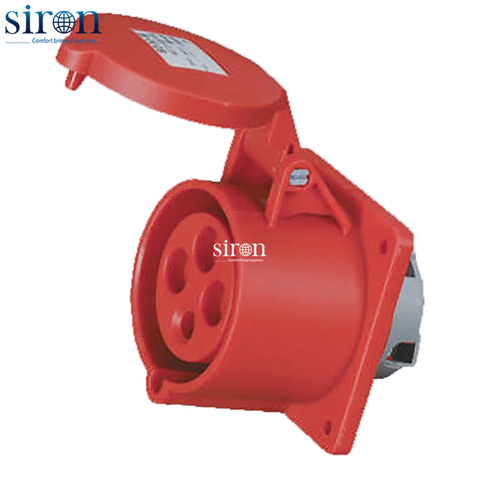 Ổ cắm công nghiệp âm đỏ IP44 3P+E 6h 32A 380~415V Siron S44R46-32R3