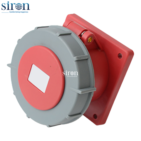 Ổ cắm công nghiệp âm đỏ IP67 3P+E 6h 63A 380~415V Siron S67R46-63R2
