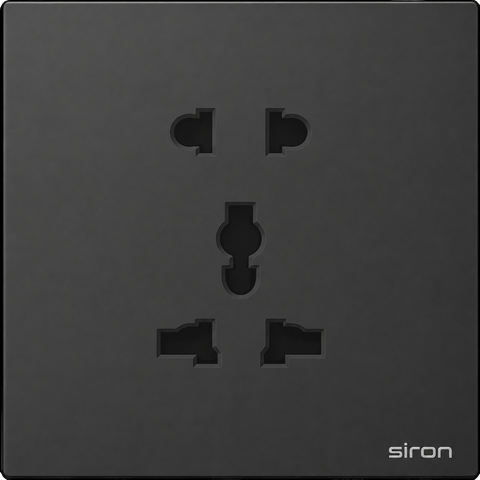 Bộ ổ cắm đa năng + 2 chấu Màu đen SIRON 277280-26