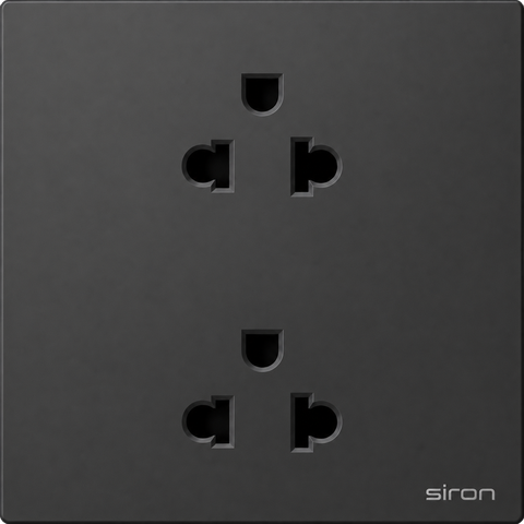Bộ ổ cắm đôi 3 chấu âu-mỹ Màu đen SIRON 270287-26