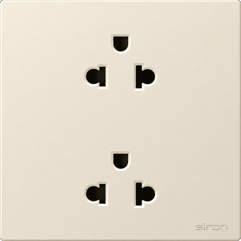 Bộ ổ cắm đôi 3 chấu âu-mỹ Màu sâm panh SIRON 270287-46