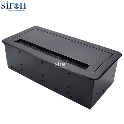 Khung 3 hộp âm bàn hợp kim nhôm nắp lật một bên màu đen SR-TAA3B-003
