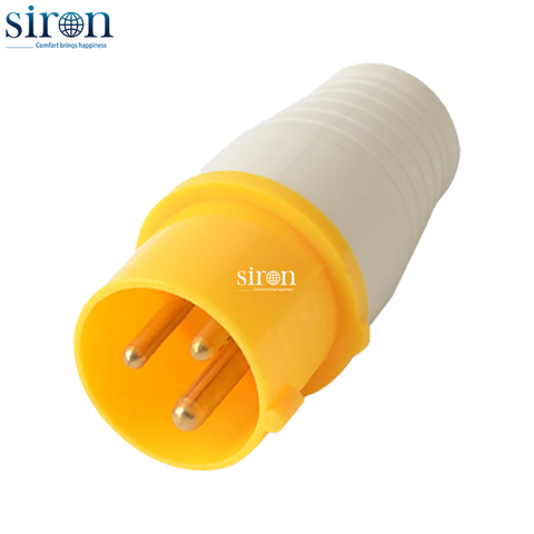 Phích cắm di động màu vàng IP44 2P+E 4h 32A 100~130V Siron P44F34-32Y1