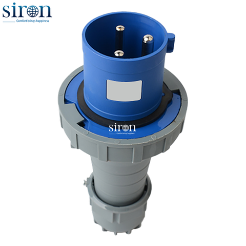 Phích cắm di động màu xanh IP67 2P+E 6h 63A 220~250V Siron P67F36-63B2