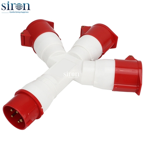 Ổ cắm nối chia 3 màu đỏ IP44 3P+N+E 6h 16A 220~415V Siron S44C356-16R1