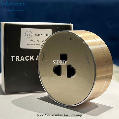 Ổ cắm Track socket chuẩn Âu - Mỹ tròn màu sâm panh Siron TM8701-46