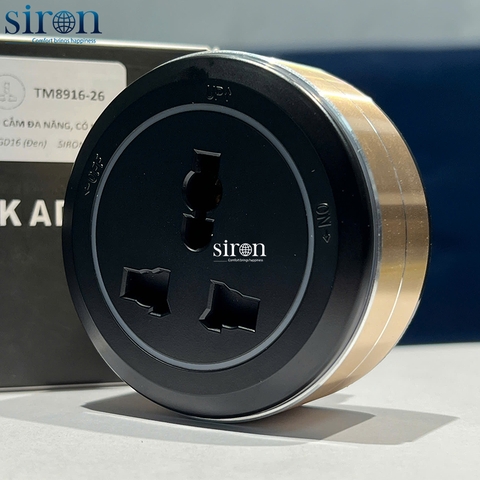Ổ cắm Track socket đa tiêu chuẩn tròn màu đen Siron TM8916-26
