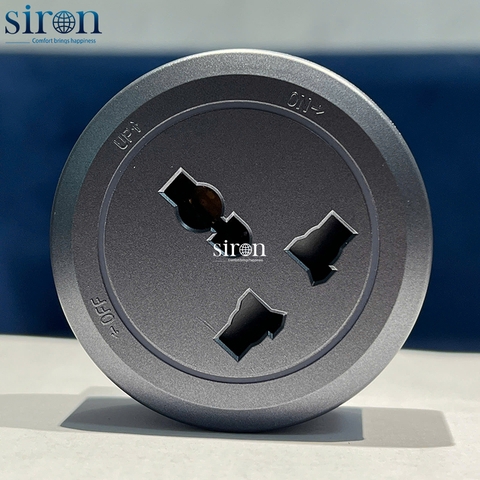 Ổ cắm Track socket đa tiêu chuẩn tròn màu ghi Siron TM8912-60