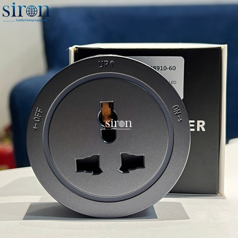 Ổ cắm Track socket đa tiêu chuẩn tròn màu ghi Siron TM8910-60