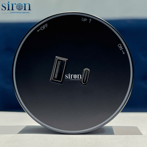 Ổ cắm Track socket USB Type A+C  tròn màu đen Siron TM5307-26