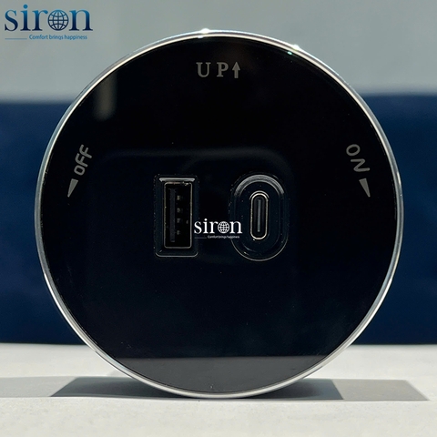 Ổ cắm Track socket USB Type A+C  tròn màu đen Siron TM5301-26