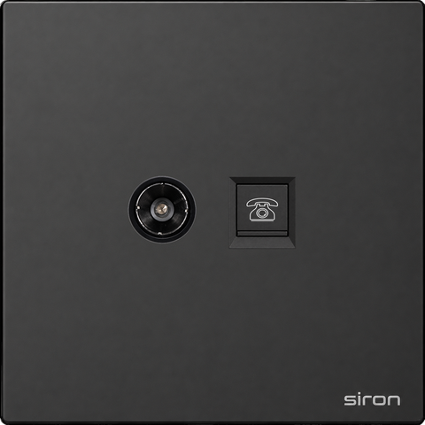 Bộ ổ cắm tv + điện thoại Màu đen SIRON 275301-26