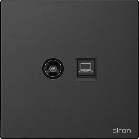 Bộ ổ cắm tv + mạng Màu đen SIRON 275302-26