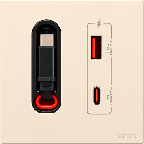 Bộ ổ cắm type a+c có dây type c Màu sâm panh SIRON 27H4521-46