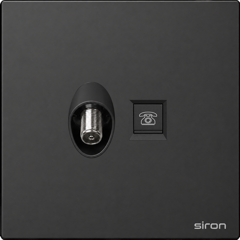 Bộ ổ cắm vệ tinh + điện thoại Màu đen SIRON 275601-26