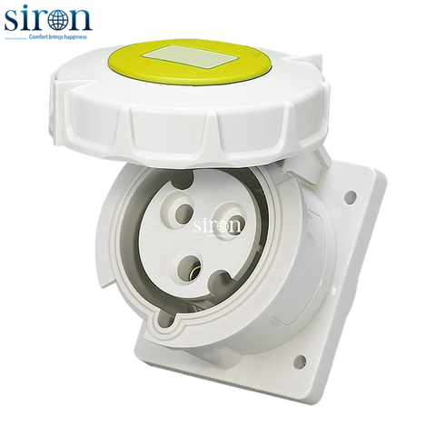 Ổ cắm công nghiệp âm vàng IP67 2P+E 4h 16A 110~130V Siron S67R34-16Y3