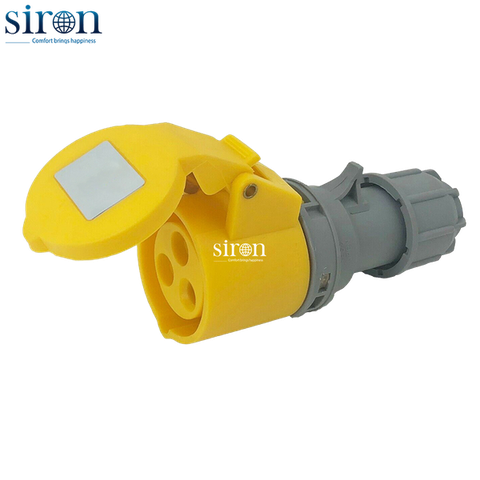 Ổ cắm di động màu vàng IP44 2P+E 4h 16A 110~130V Siron S44F34-16Y3