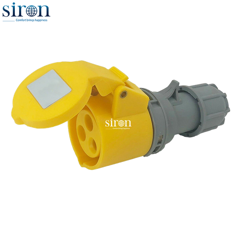 Ổ cắm di động màu vàng IP44 2P+E 4h 32A 110~130V Siron S44F34-32Y3